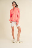 Yelete Scuba Quarter-Zip Hoodie in Light Coral