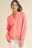 Yelete Scuba Quarter-Zip Hoodie in Light Coral