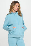 Yelete Scuba Quarter-Zip Hoodie in Light Denim