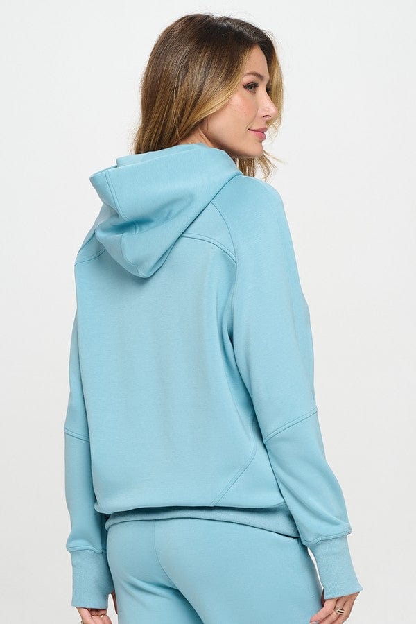 Yelete Yelete Scuba Quarter-Zip Hoodie in Light Denim - Little Miss Muffin Children & Home