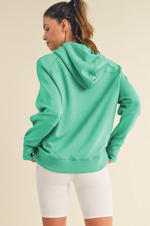 Yelete Yelete Scuba Quarter-Zip Hoodie in Mint - Little Miss Muffin Children & Home