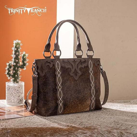 Coffee Genuine Hair-On Cowhide Tote