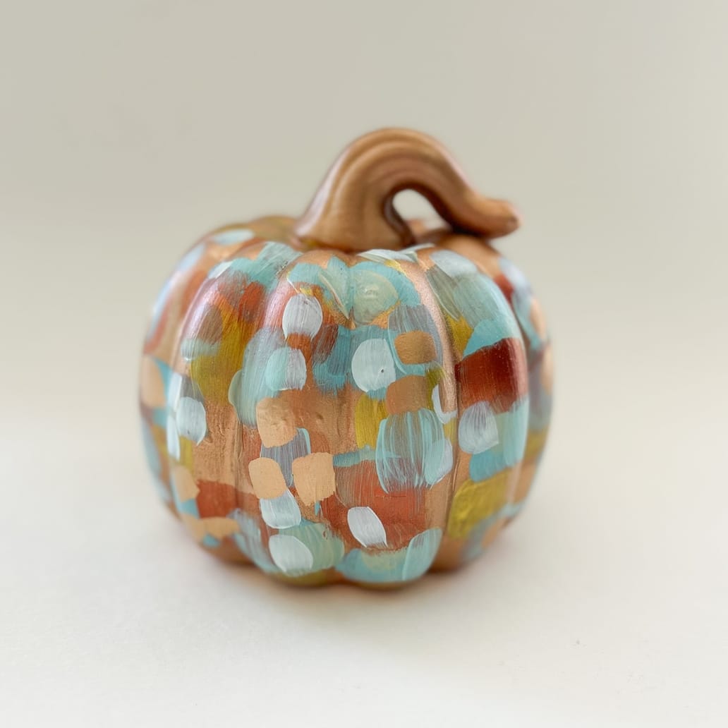 Tall Copper Abstract Pumpkin