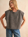 textured short sleeve sweater