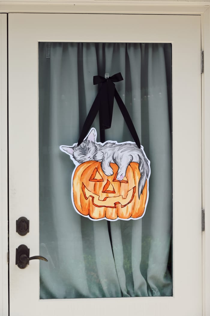 SoulTide Studios Pumpkin Cat Door Hanger - Little Miss Muffin Children & Home