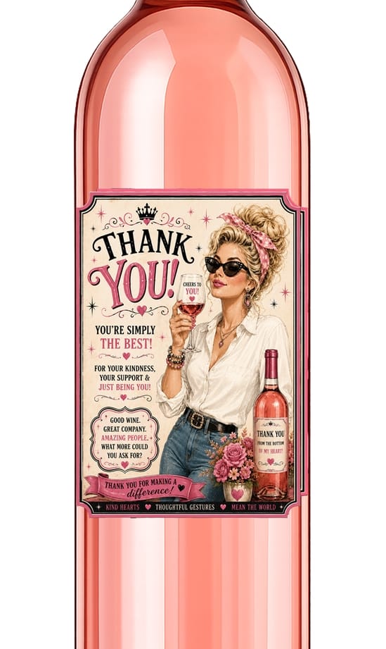 Sassy Vine Thank You Wine Label