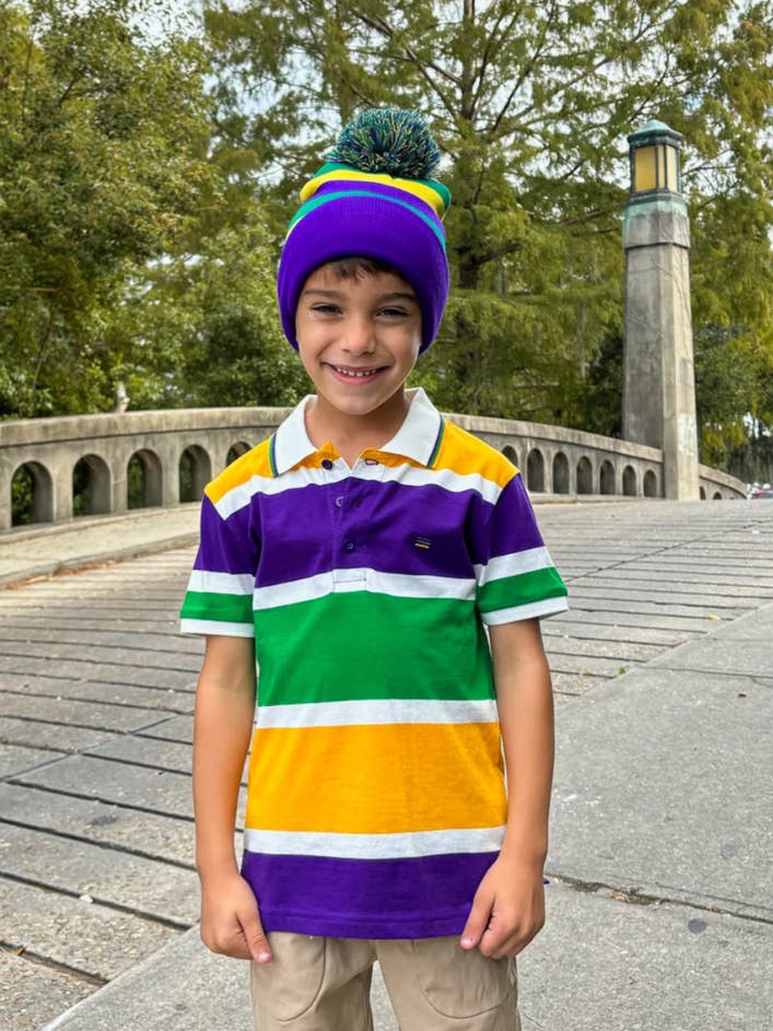 Thick Stripe Rugby Youth Short Sleeve Shirt