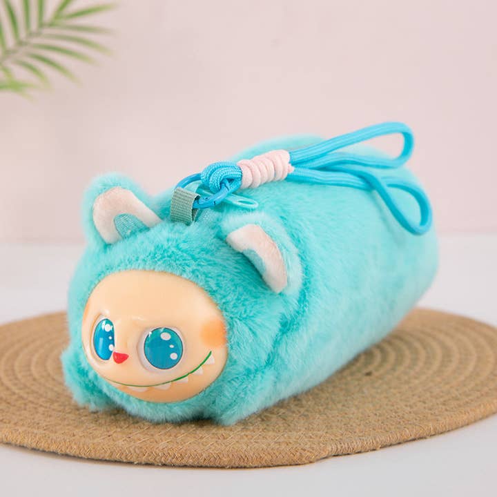 Tie-Dye Labubu Plush Lanyard Pencil Case blue
