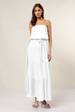 Tiered Strapless Maxi Dress in Off White