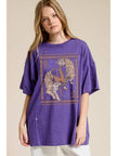 Tigers Boho Frame Graphic Short Sleeve Oversized Distressed Tee