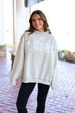 Grey over sized mock neck varsity tigers sweatshirt 