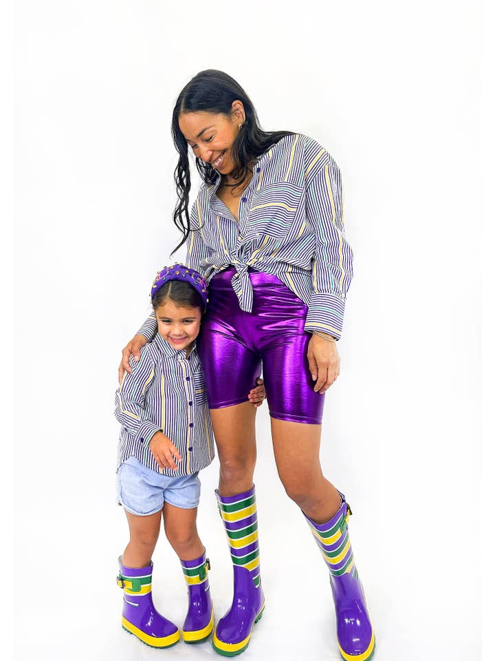 Toddler Unisex Mardi Gras Striped Rain Boots
