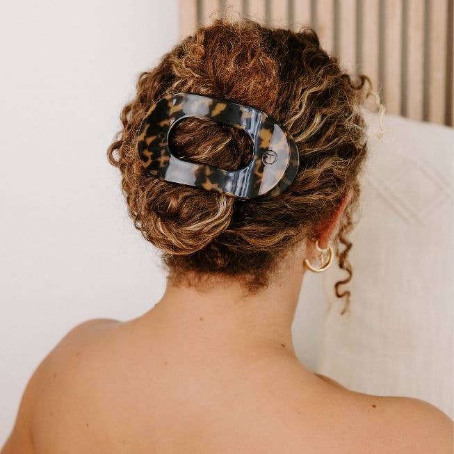 Tortoise Round Flat Hair Clip