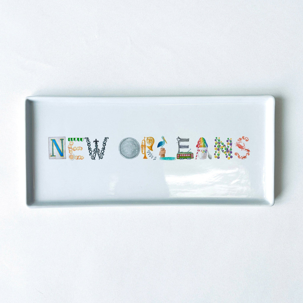 Dishique Dishique New Orleans Icons Typography Themed Tray 10.5" Long - Little Miss Muffin Children & Home