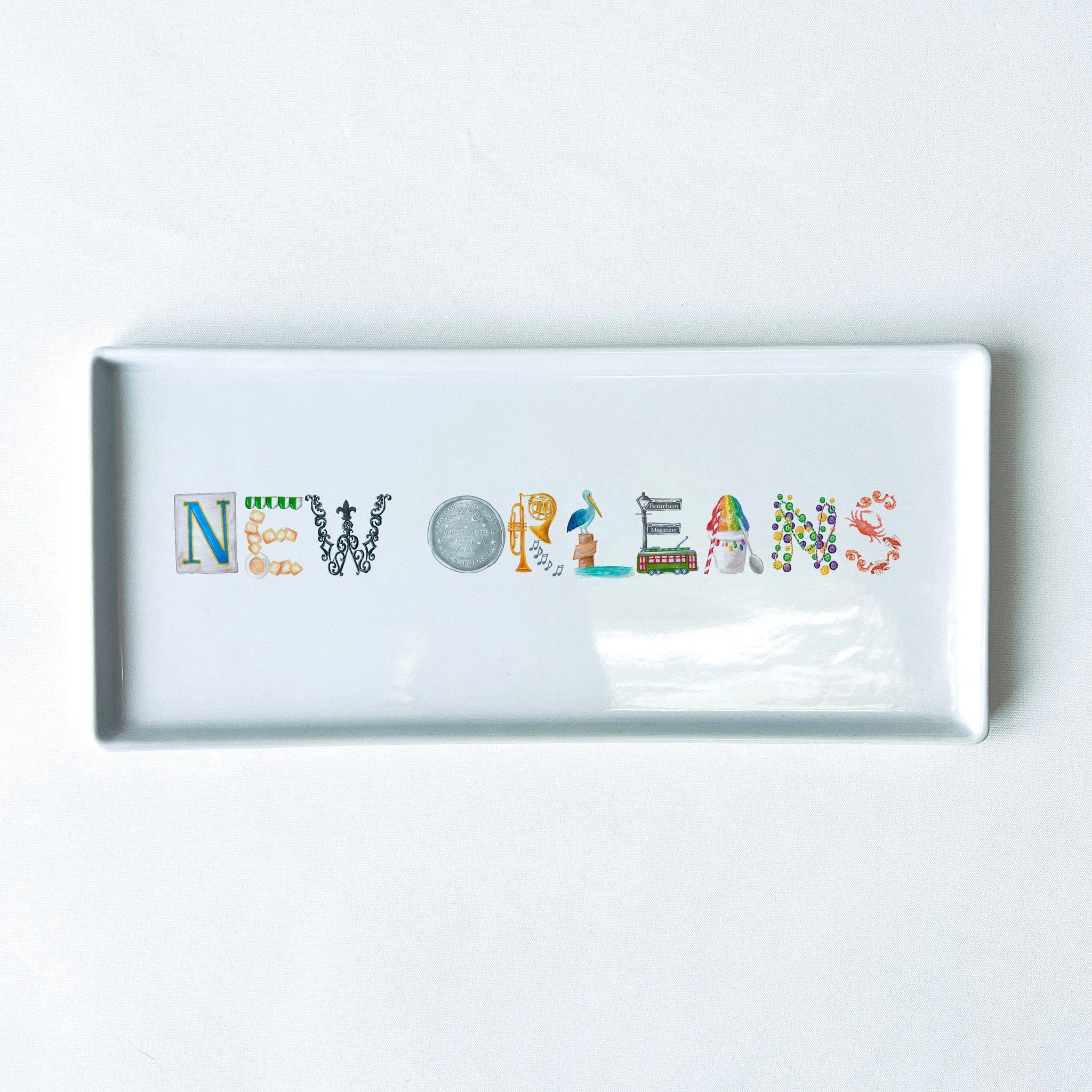 Dishique Dishique New Orleans Icons Typography Themed Tray 10.5" Long - Little Miss Muffin Children & Home