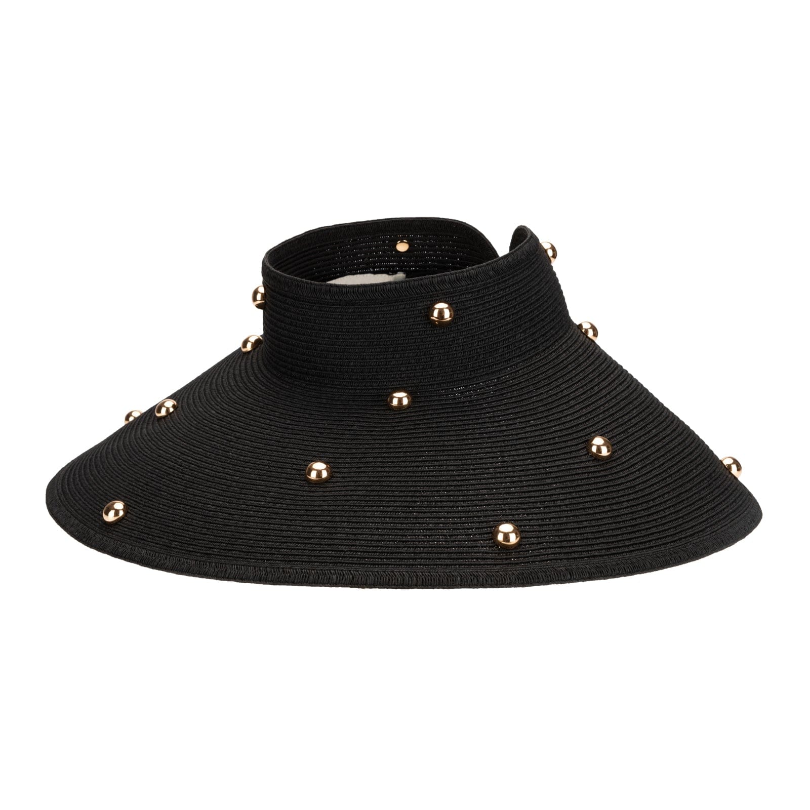 Ruth Wide Brim Roll Up Visor with Gold Beads