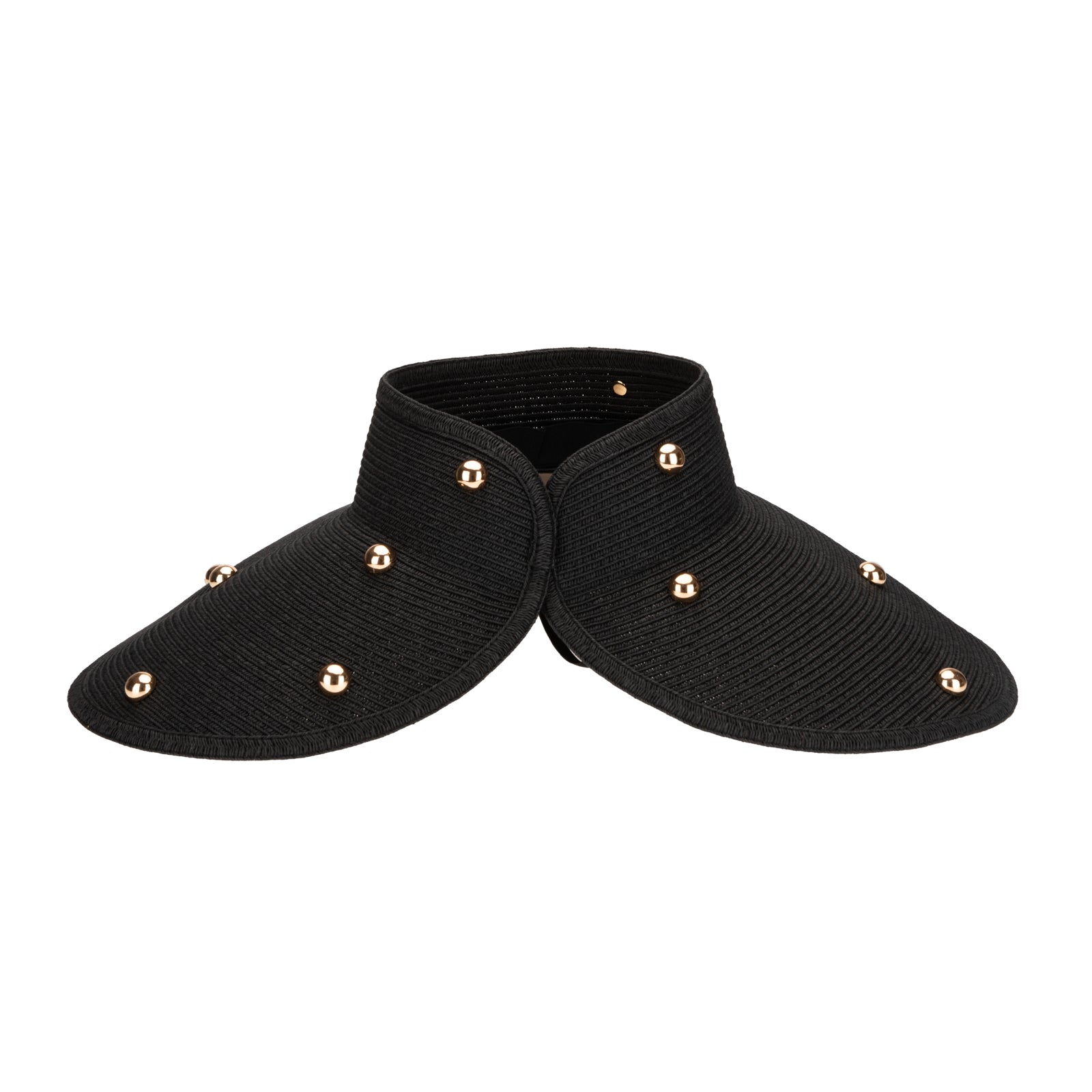 Ruth Wide Brim Roll Up Visor with Gold Beads