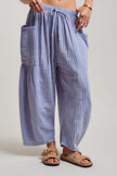 Striped Cotton Drawstring Harem Pants, 2 Available Colors