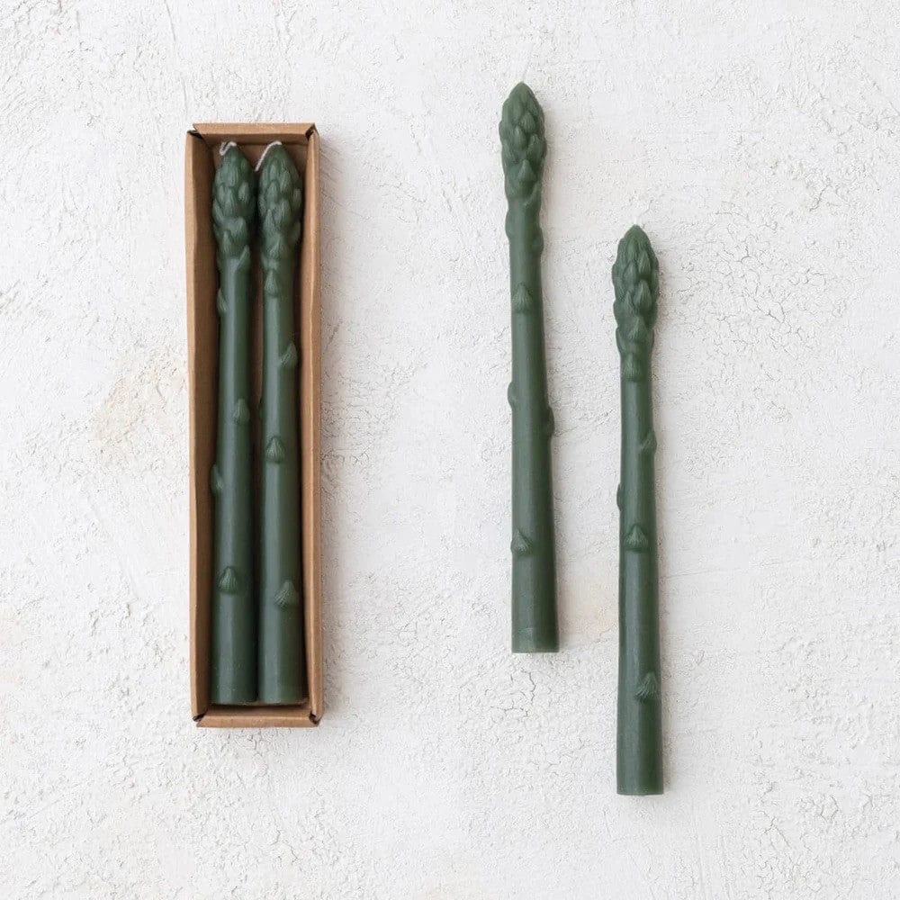 Unscented 10" Asparagus Shaped Taper Candles in Box, Set of 2