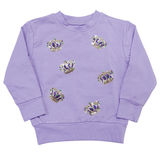 Lulu Bebe Sequin Mardi Gras Crown Long Sleeve Shirt