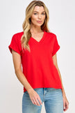 V-Neck Tee in Red