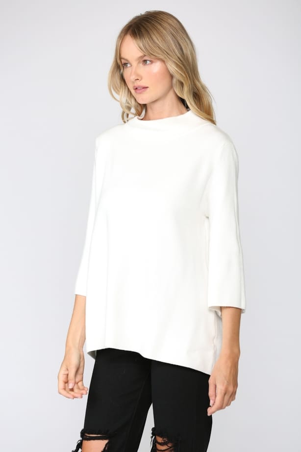 Mock Neck Pull Over Bell Sleeve Sweater, 4 Colors Available