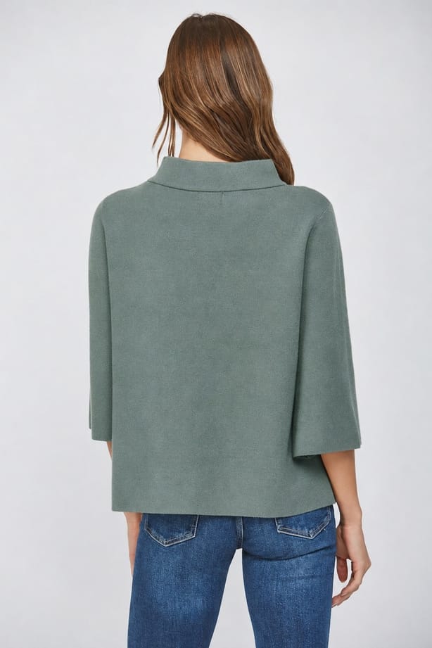 Mock Neck Pull Over Bell Sleeve Sweater, 4 Colors Available