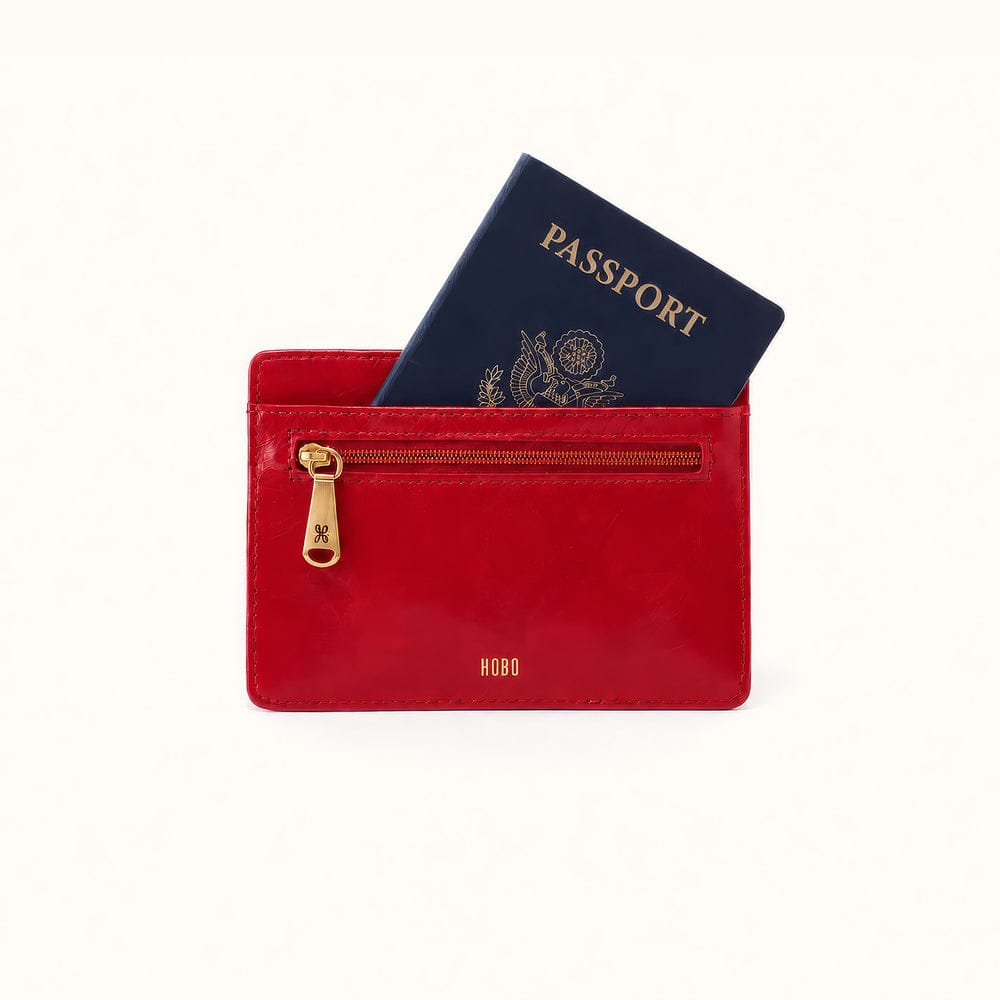 Euro Slide Card Case Polished Leather - True Red