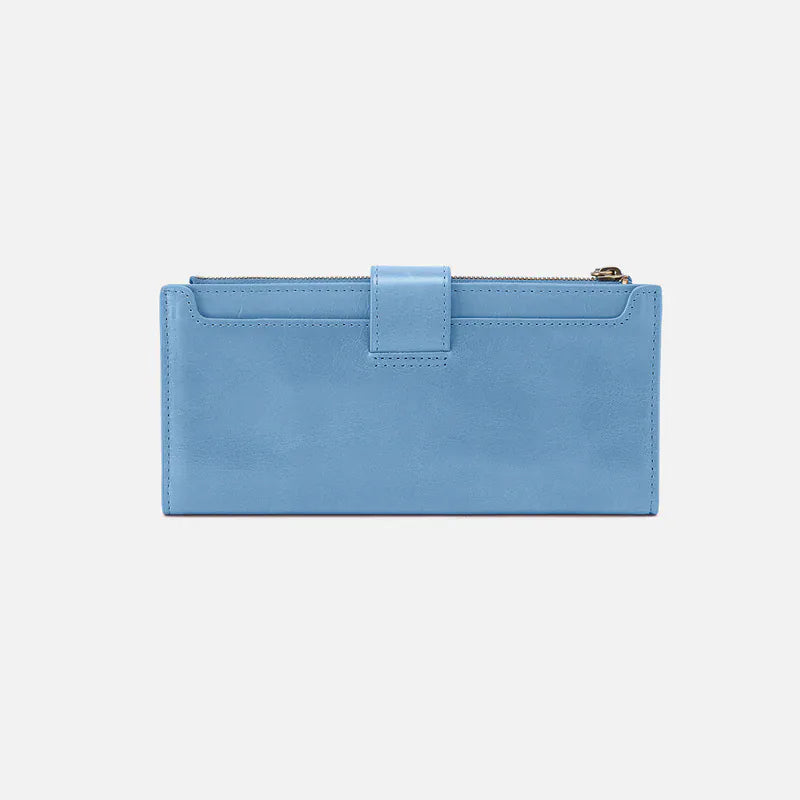 Dunn Continental Wallet in Polished Leather Faded Denim