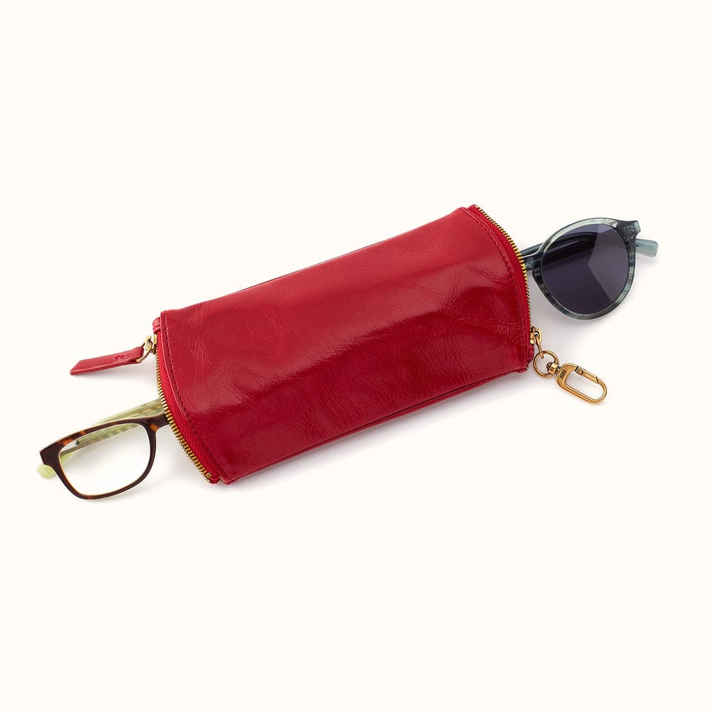 Spark Double Eyeglass Case Polished Leather - True Red