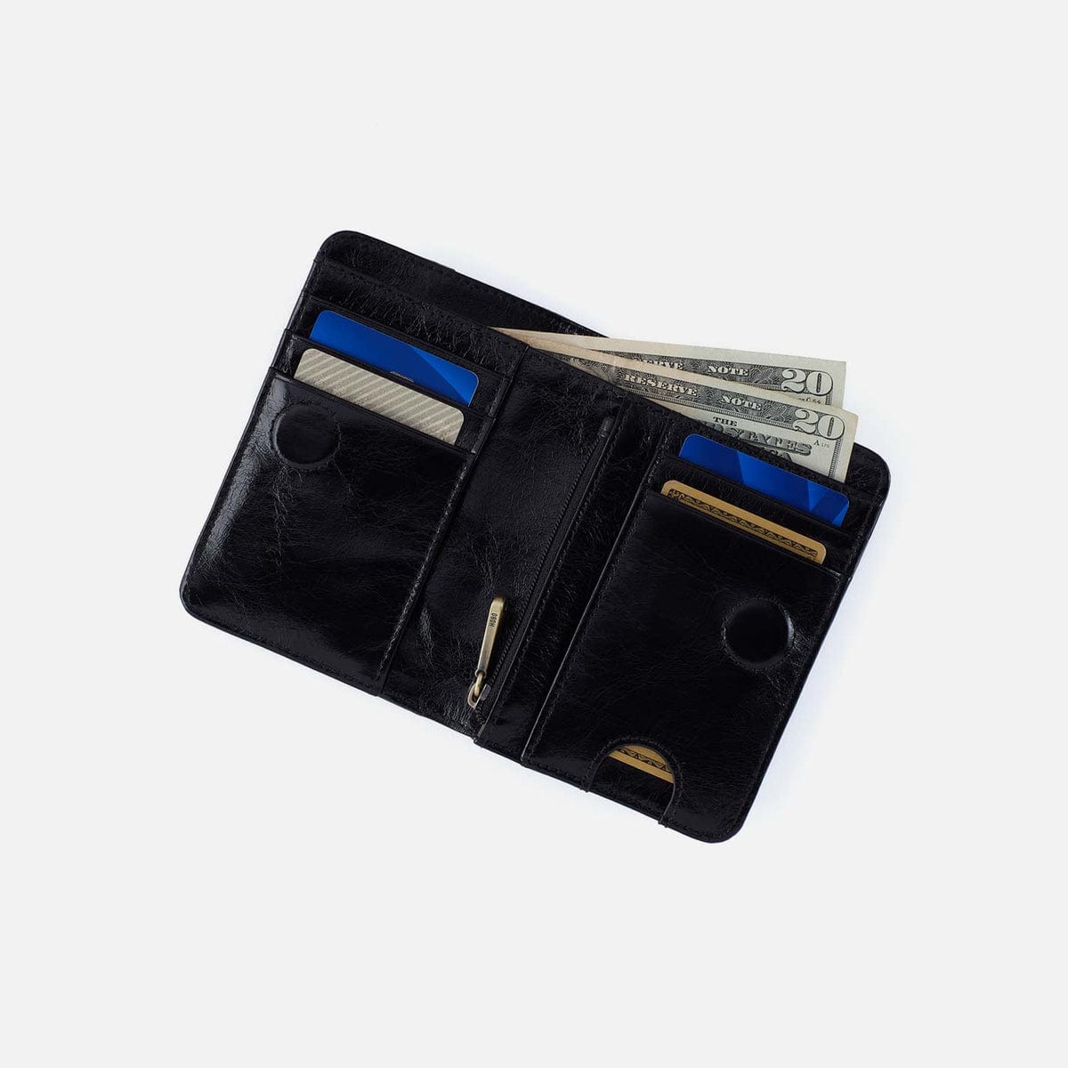 Hobo Jill Bifold Wallet in Polished Leather - Black - Little Miss Muffin Children & Home