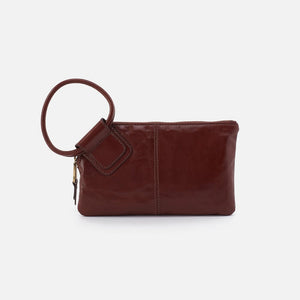 Hobo Sable Wristlet Clutch In Polished Leather - Chocolate