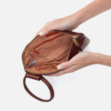 Hobo Sable Wristlet Clutch In Polished Leather - Chocolate