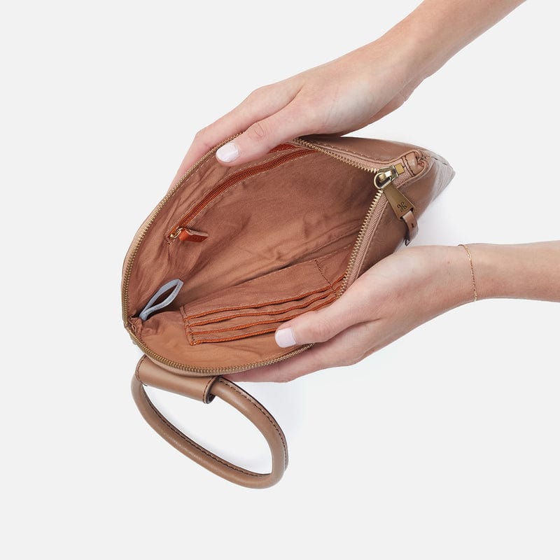 Hobo Hobo Sable Wristlet Clutch In Polished Leather in Cashmere - Little Miss Muffin Children & Home