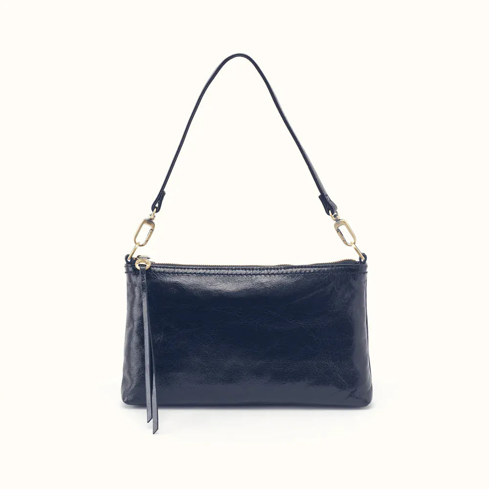 Hobo Darcy Shoulder Bag in Polished Leather - Ink Navy