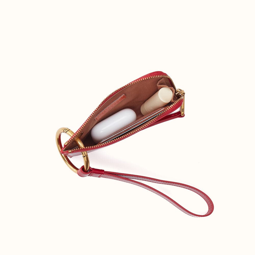 Jett Credit Card Wristlet Polished Leather - True Red