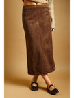 Vegan Suede Midi Straight Skirt