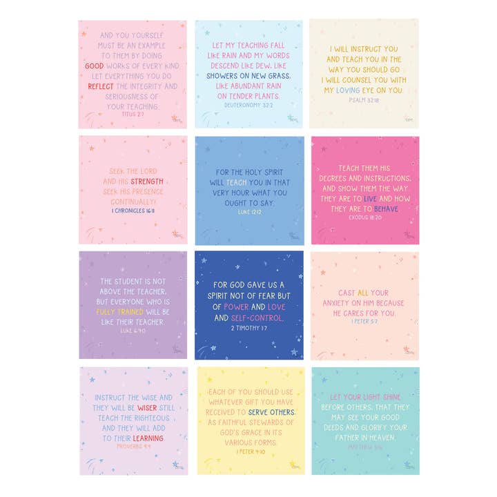 Verses For Teachers – Bible Verse Card Set + Display Stand