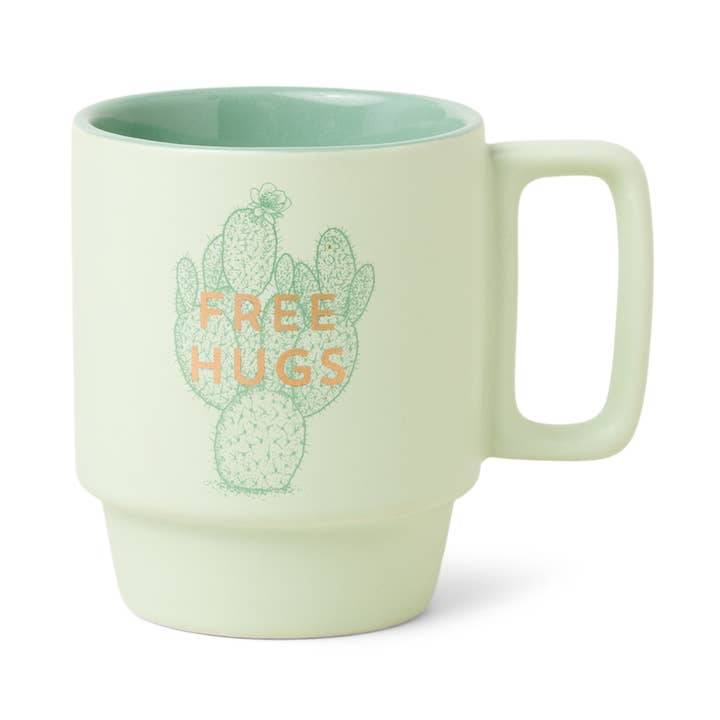 Vintage Sass Ceramic 12oz Mug "Free Hugs" Cactus