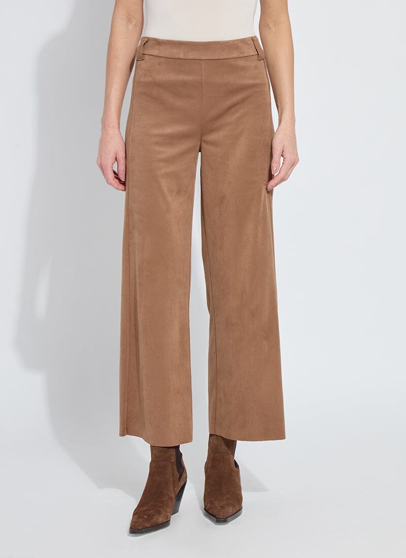 Vionette Vegan Suede Wide Leg Trouser in Caramel