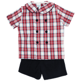 Bailey Boys Bailey Boys Dressy Short Set -Cranberry with Navy Cord - Little Miss Muffin Children & Home