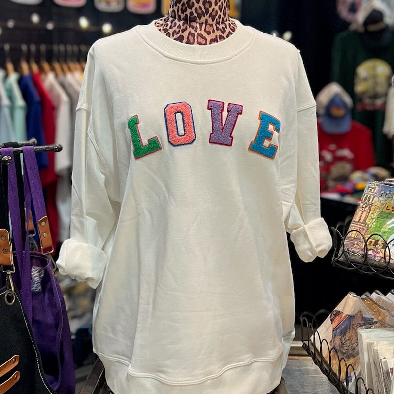Whereable Art Whereable Art VARSITY "LOVE" SWEATSHIRT - Little Miss Muffin Children & Home
