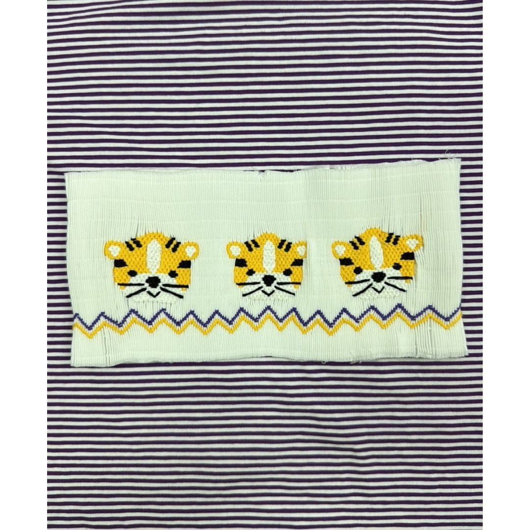 Whimsy Bay Kids Gold & Purple Tiger Smocked Shirt - Little Miss Muffin Children & Home