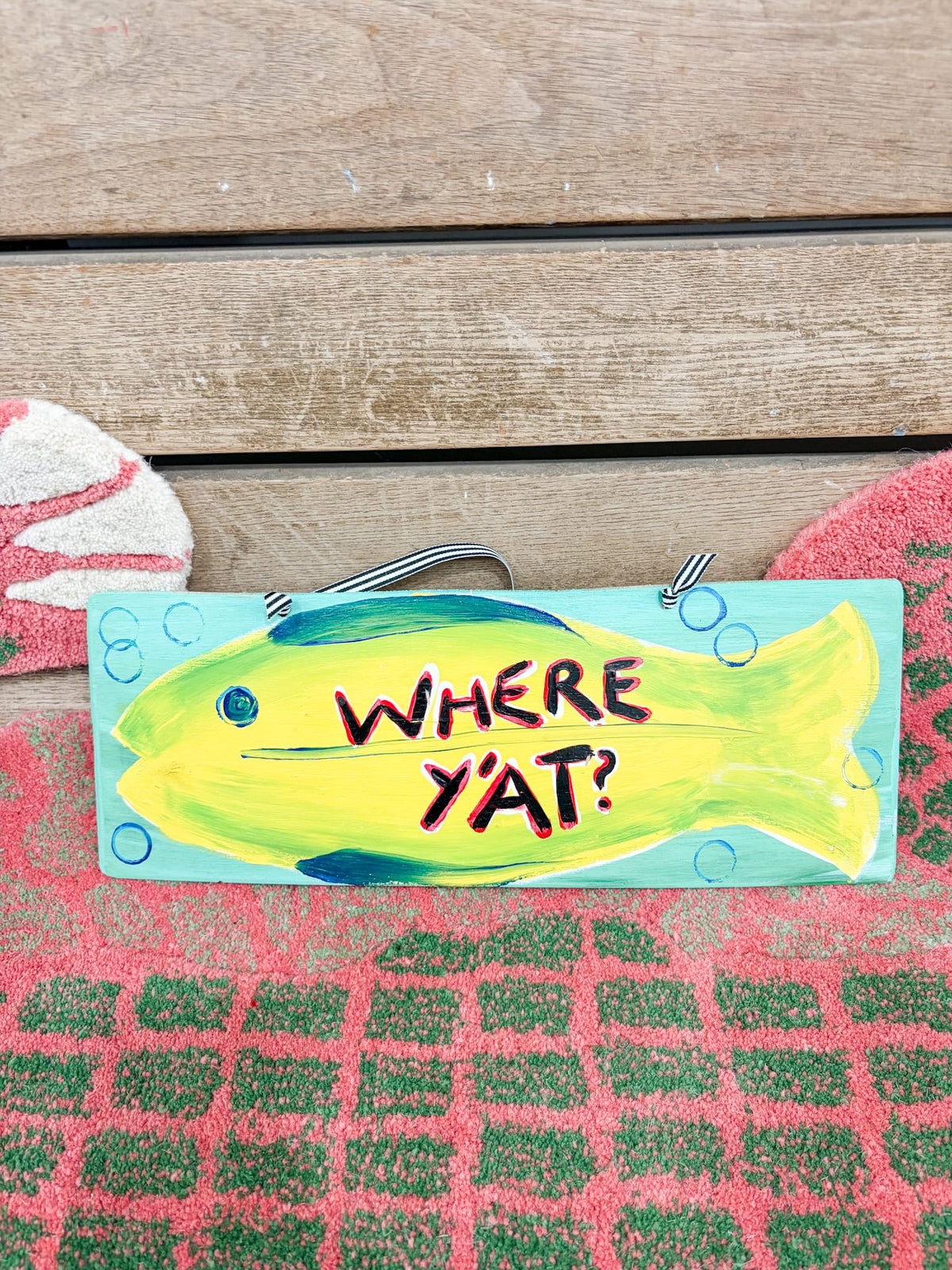 Where Y'at Fish 6"x16" Wood Sign