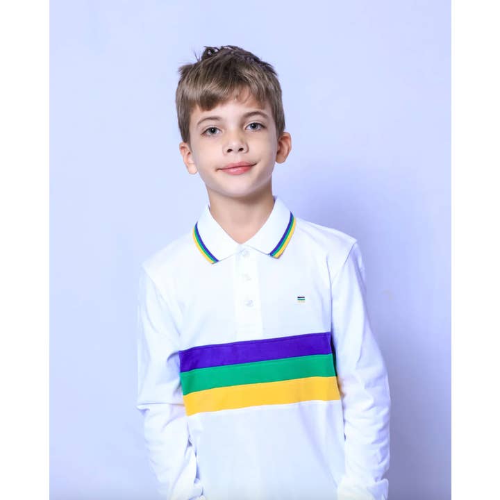 White Chest Stripe Toddler Long Sleeve Shirt