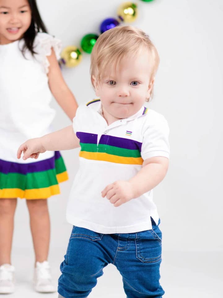 White Chest Stripe Toddler Short Sleeve Shirt