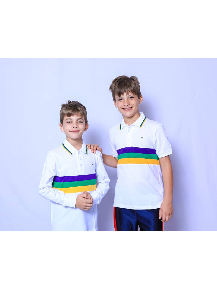 White Chest Stripe Youth Short Sleeve Shirt
