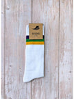 White Mardi Gras Stripe Ribbed Adult Crew Socks