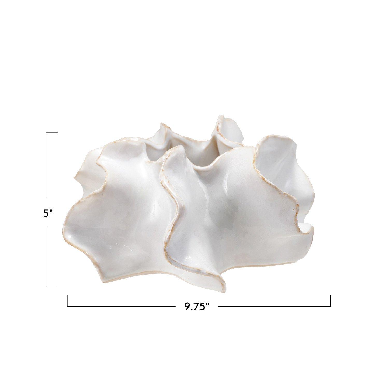 White Reactive Glaze Stoneware Organic Shaped Planter