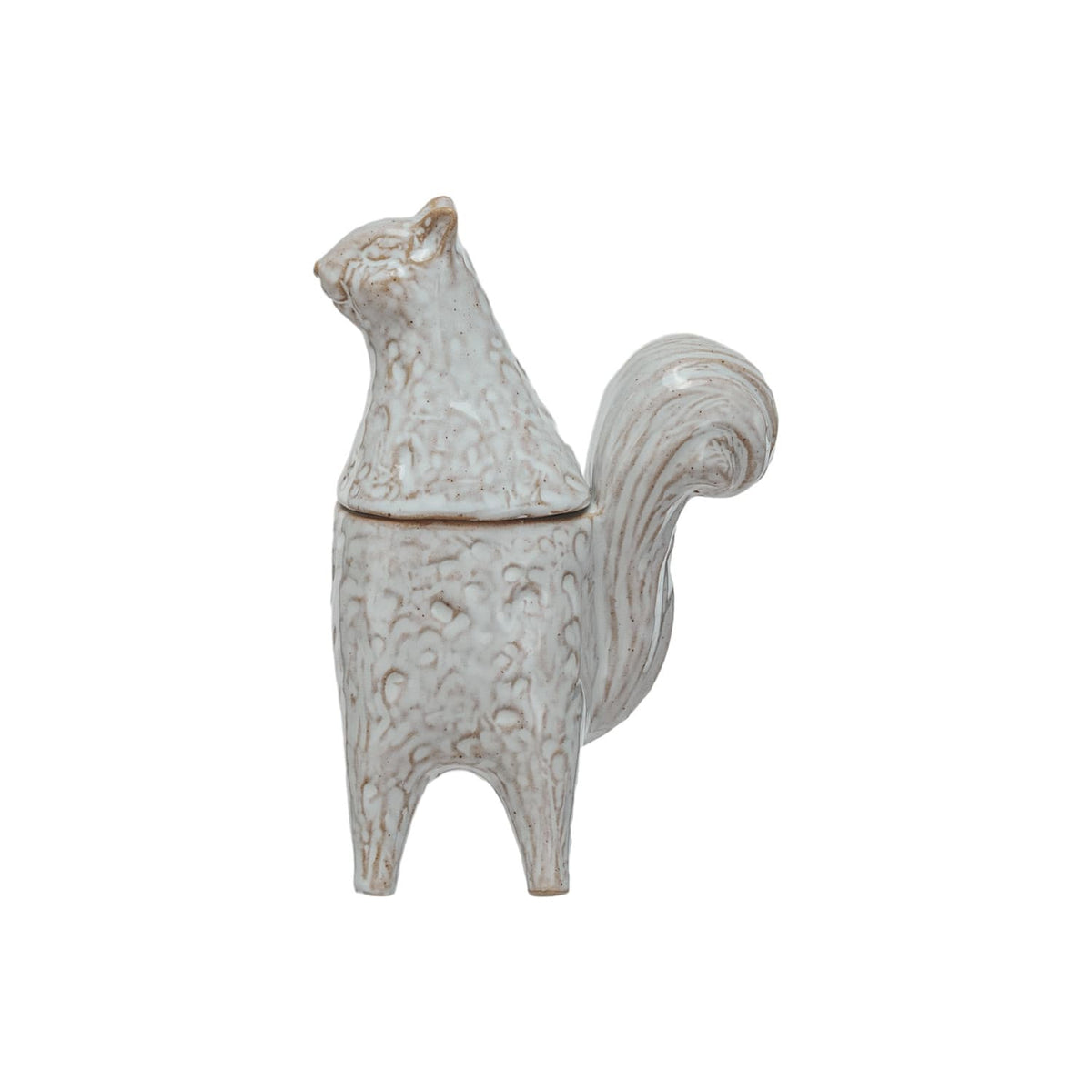 White Stoneware Squirrel Shaped Jar (Each One Will Vary)